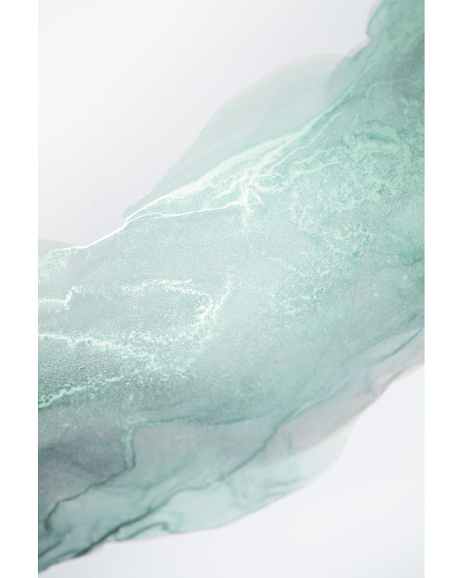 Soft sea green abstract layers flowing on white