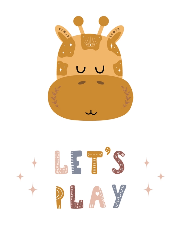 Giraffe illustration with lets play text