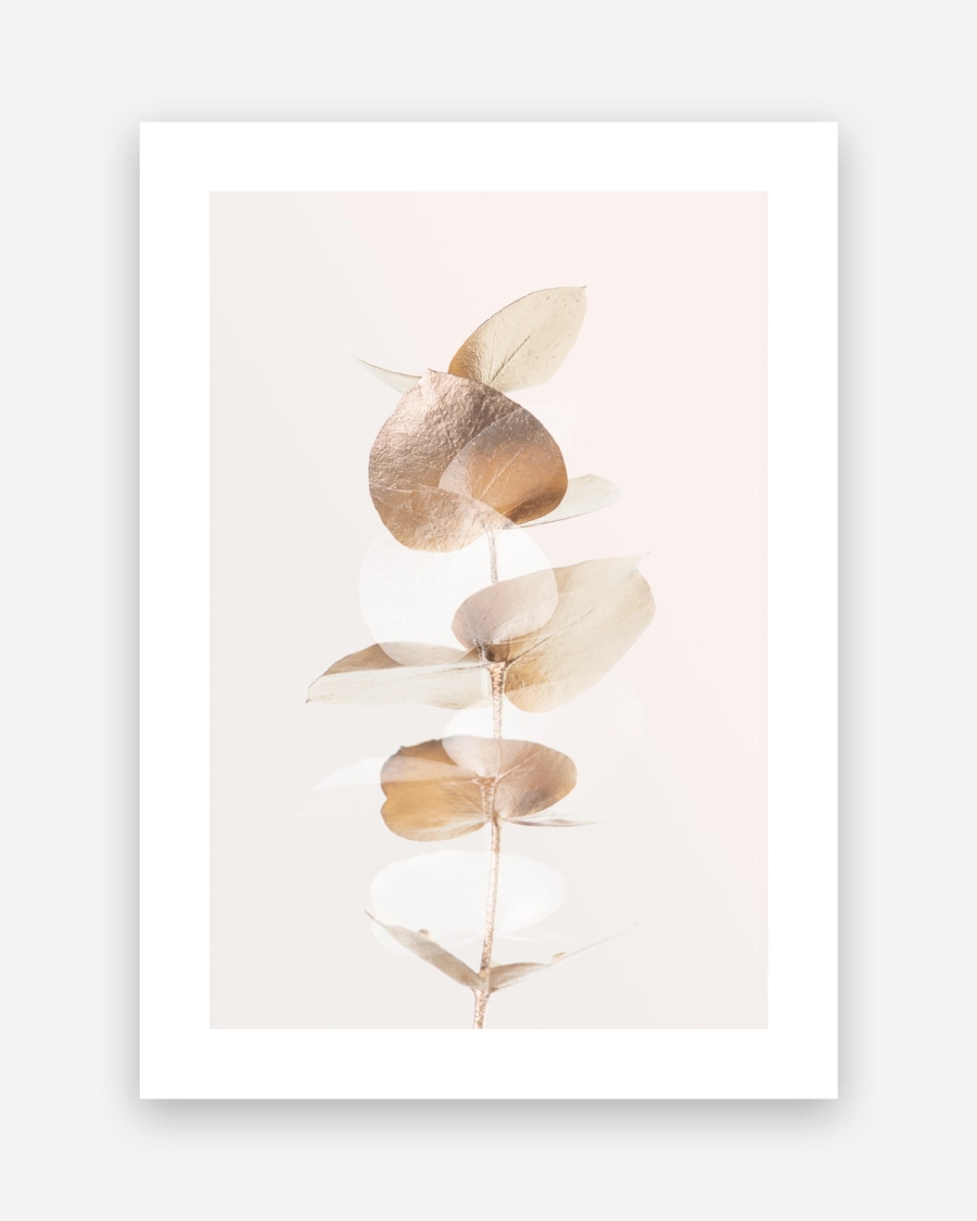 Gilded Eucalyptus poster with a white border, unframed on a light gray background