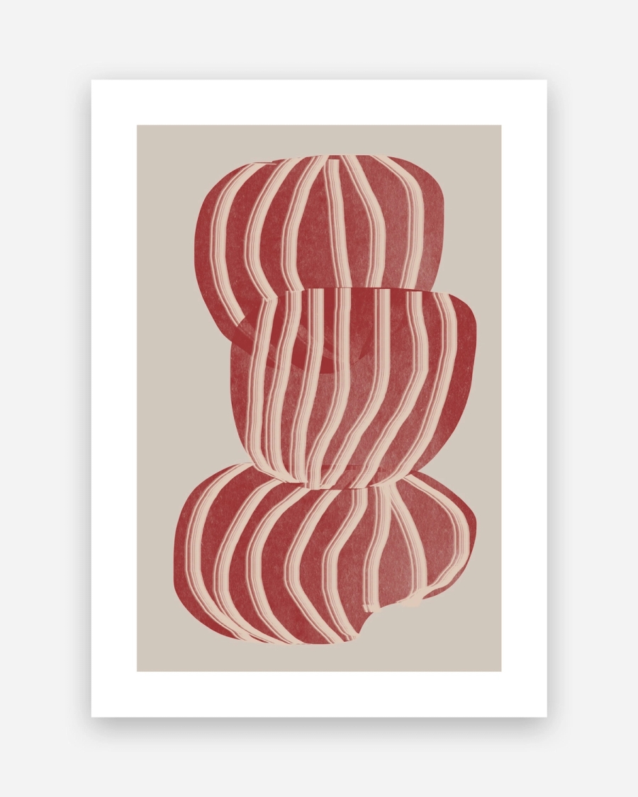 Ruby Stripe Stack poster with a white border, unframed on a light gray background
