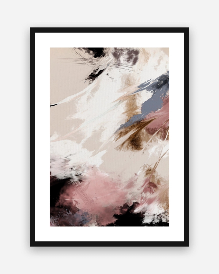 Blush Drift poster with a white border in a black frame