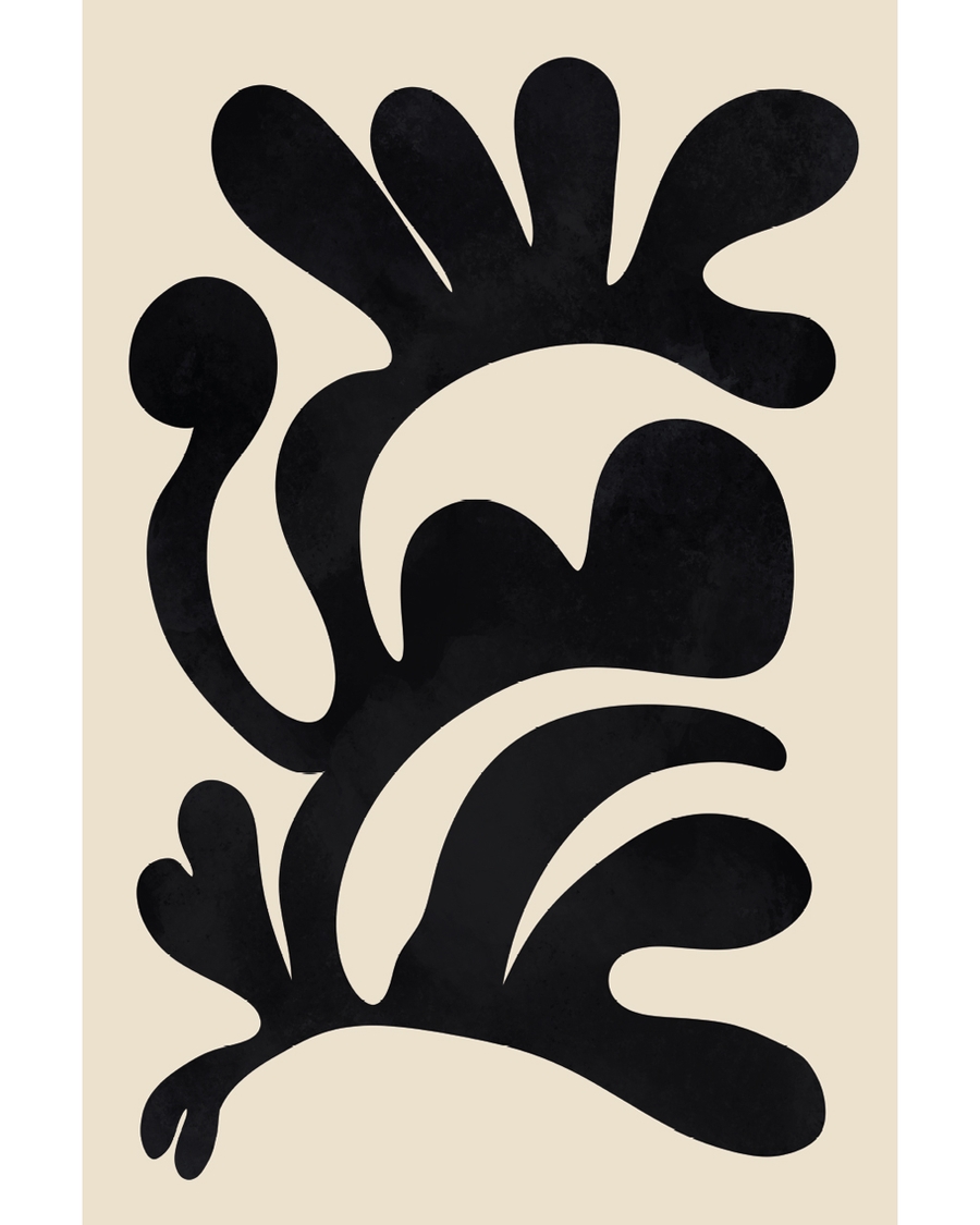 Black abstract shapes on soft beige background