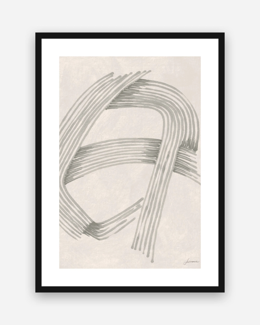 Combed Curves poster with a white border in a black frame