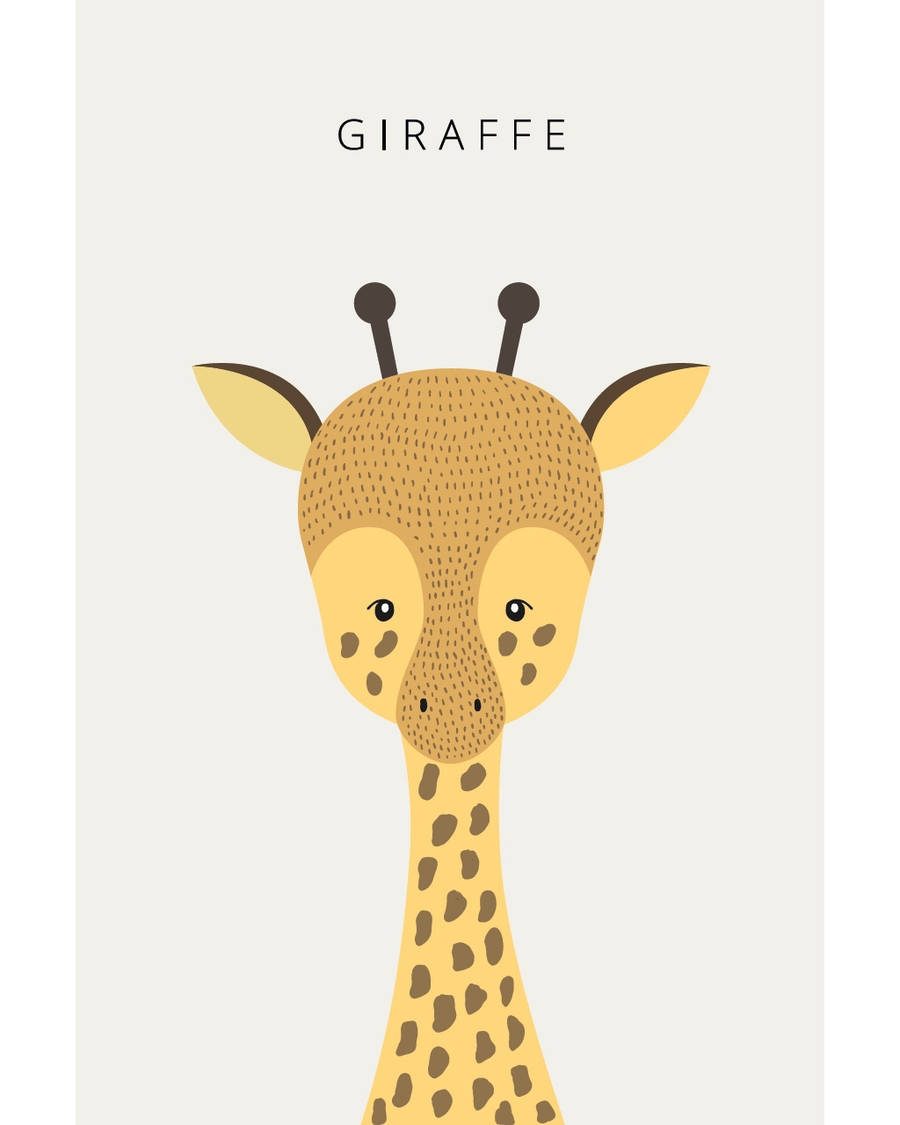 Cute illustrated giraffe in soft warm colors