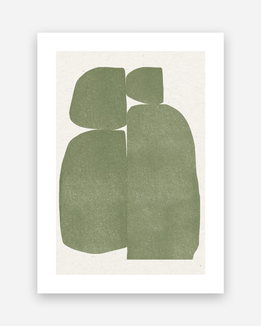 Olive Paper Forms poster with a white border, unframed on a light gray background