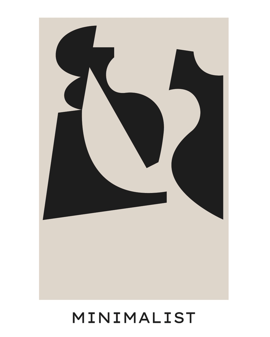 Black abstract shapes on warm beige background