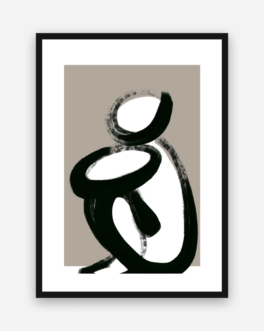 Ink Figure at Rest poster with a white border in a black frame