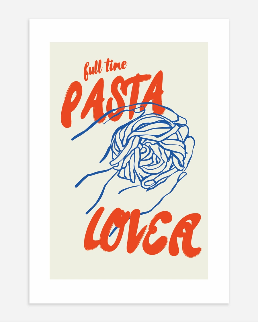 A poster of a Hand drawn pasta illustration with bold pasta text