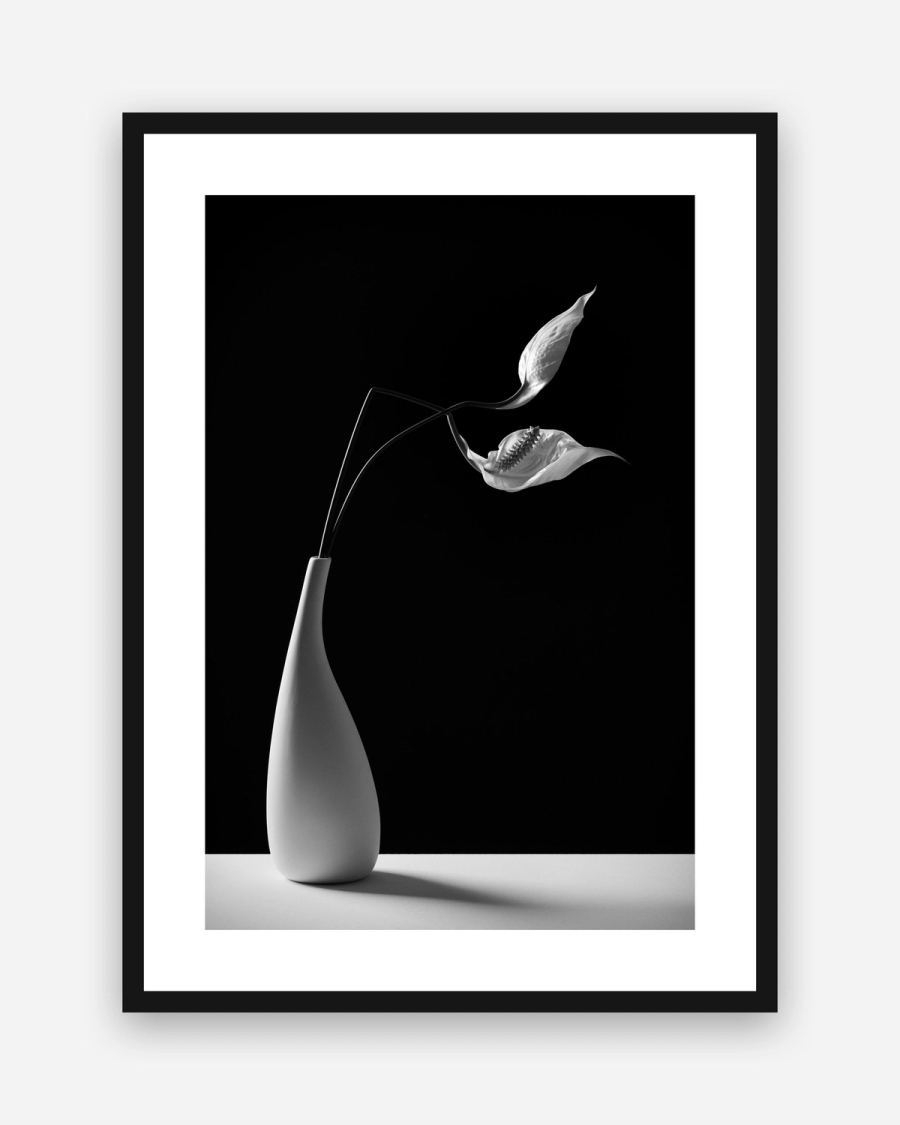 Porcelain Lily poster with a white border in a black frame
