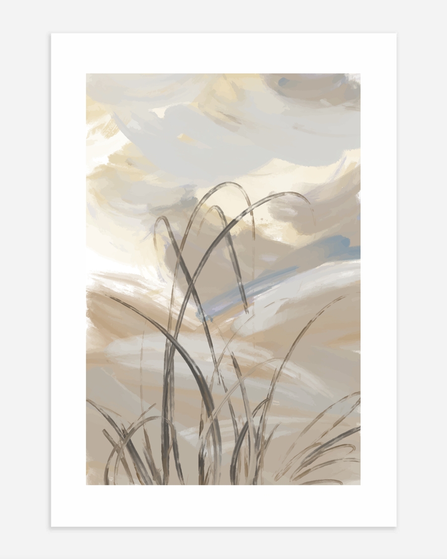A poster of a Abstract landscape lines in soft neutral tones