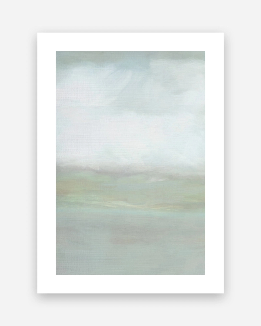 Pale Meadow Mist poster with a white border, unframed on a light gray background