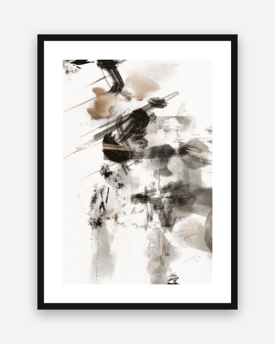 Ink Drift poster with a white border in a black frame