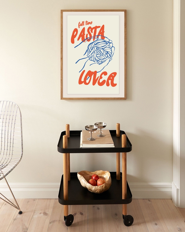 A poster of a Hand drawn pasta illustration with bold pasta text