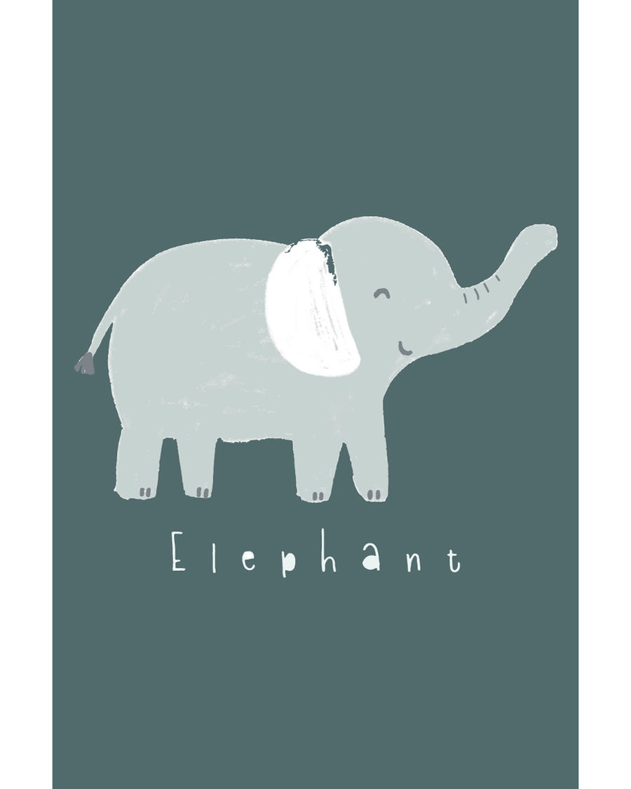 Cute elephant illustration on soft green background