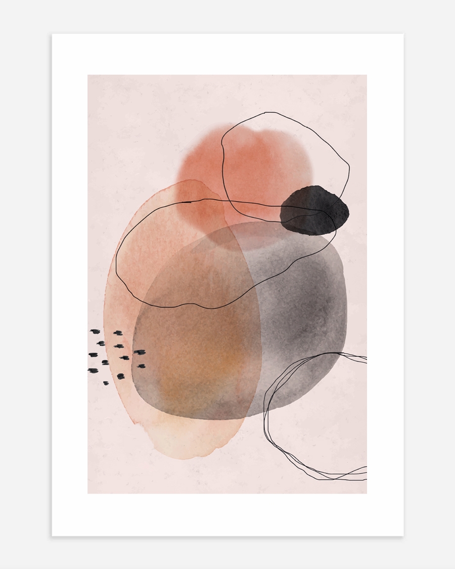 A poster of a Abstract watercolor shapes in warm soft tones