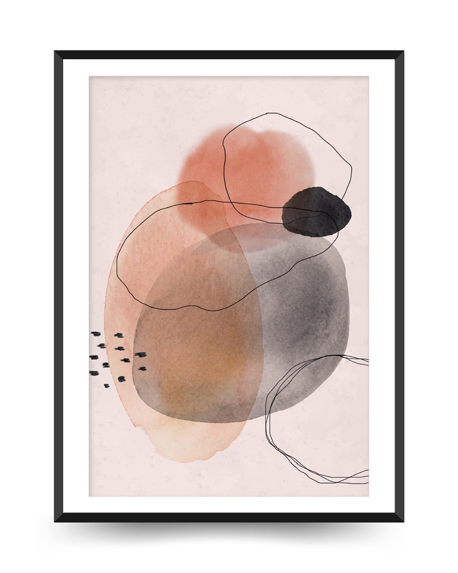 A poster of a Abstract watercolor shapes in warm soft tones