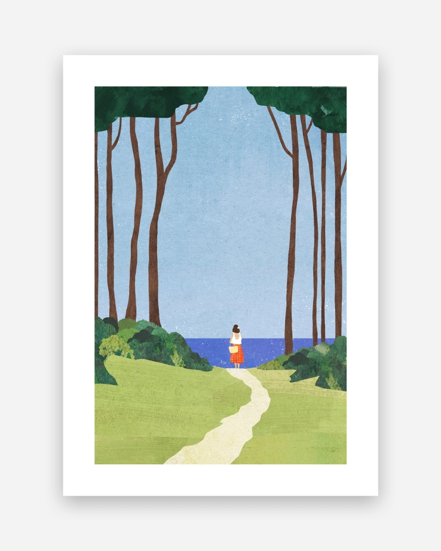Path to the Sea poster with a white border, unframed on a light gray background