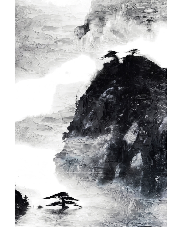 Abstract mountain layers with dark and light contrast