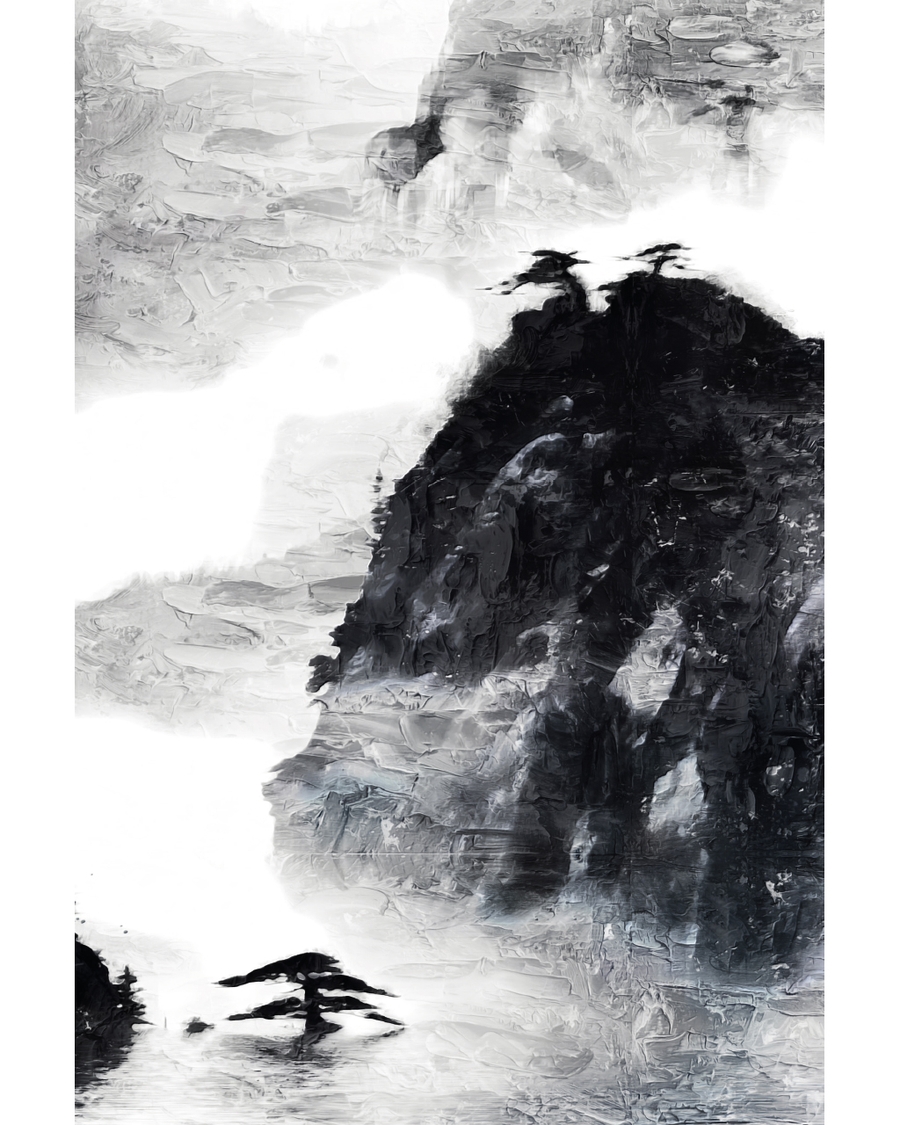 Abstract mountain layers with dark and light contrast