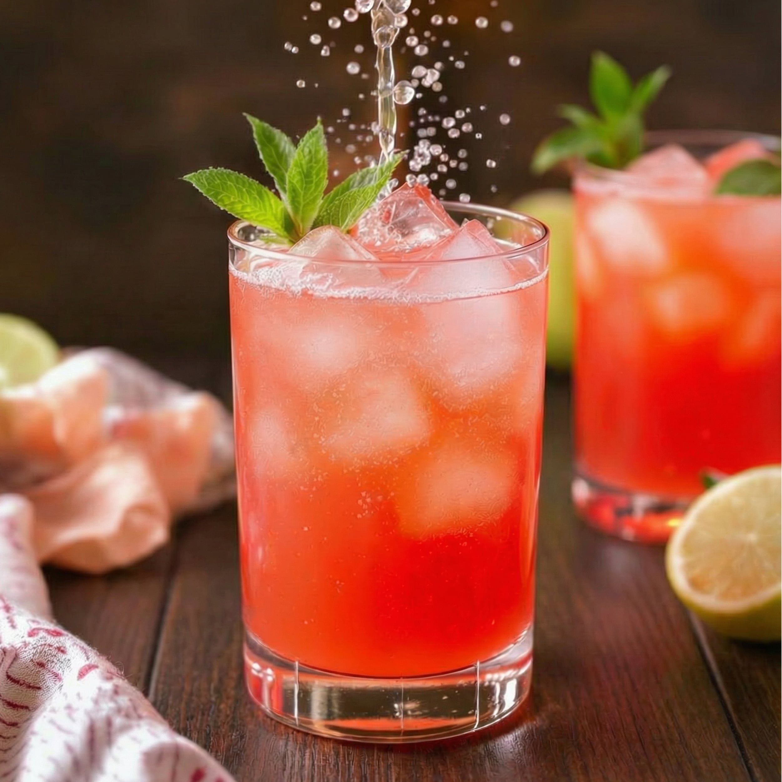 Fizz rouge festif au yuzu sans alcool