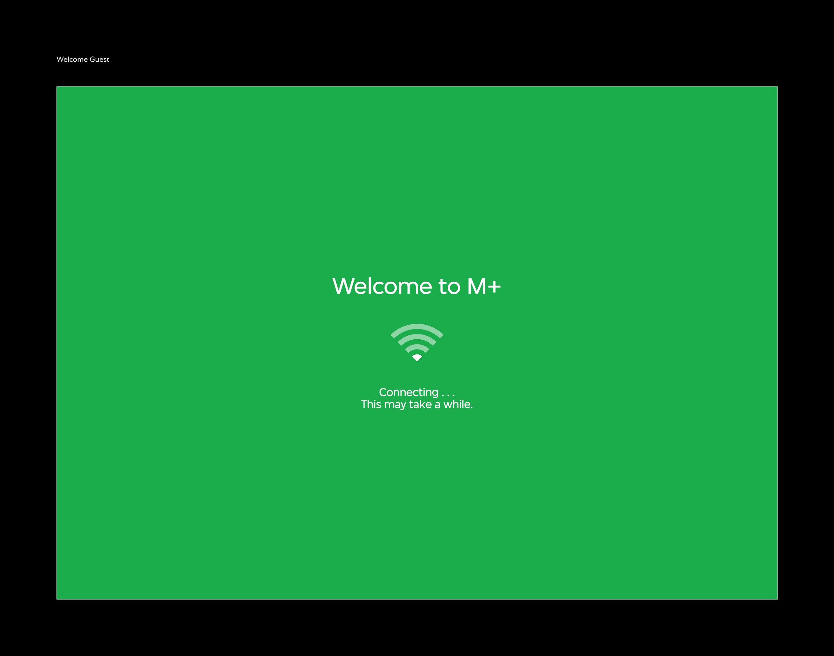 An interface of the M+ Wi-Fi loading page.