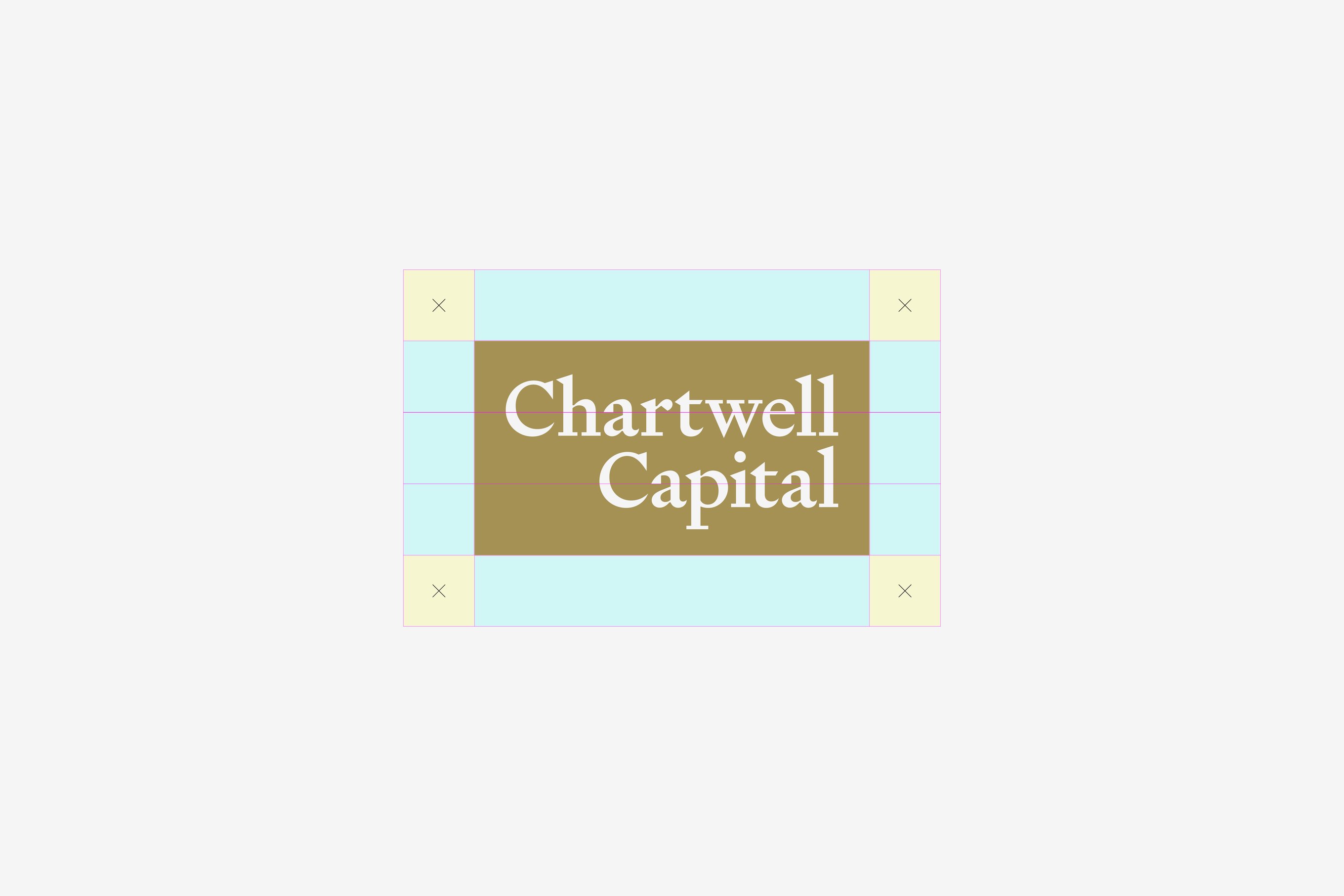 A diagram of a Chartwell Capital's logo with clear space indicators.