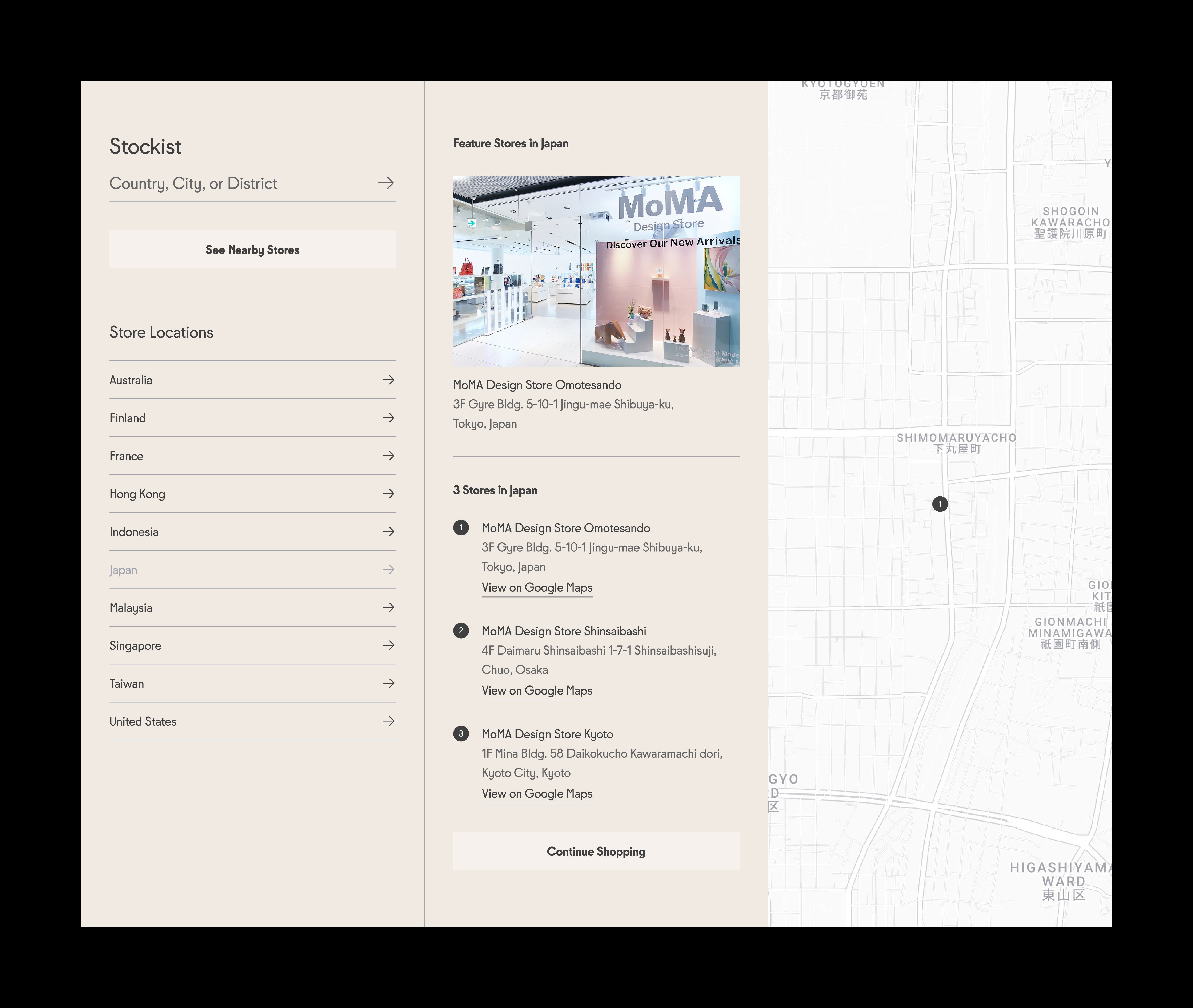 An image featuring Able Carry's stockist page design.