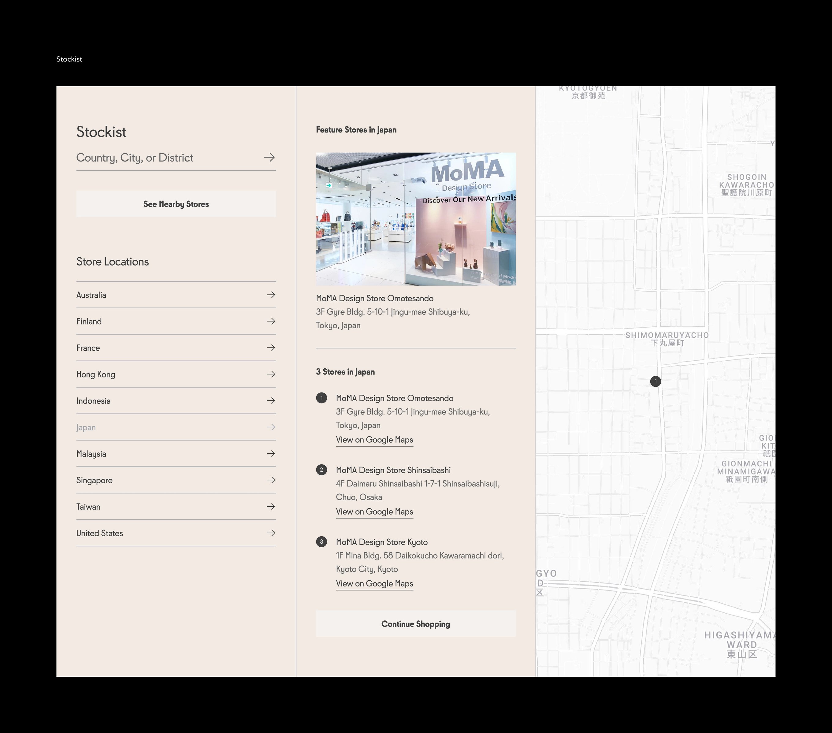 An image featuring Able Carry's stockist page design.