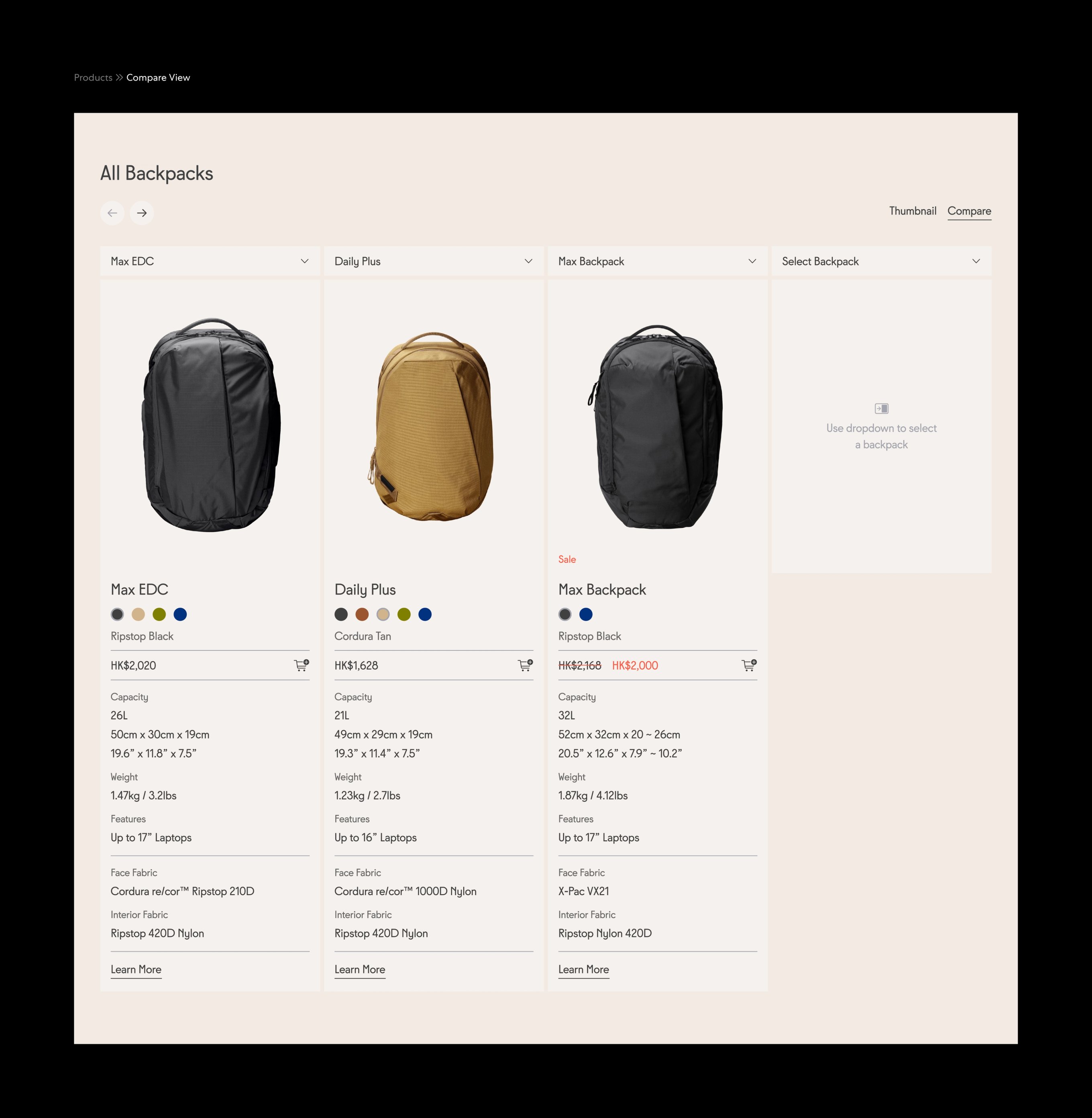 An image featuring Able Carry's product comparison design.