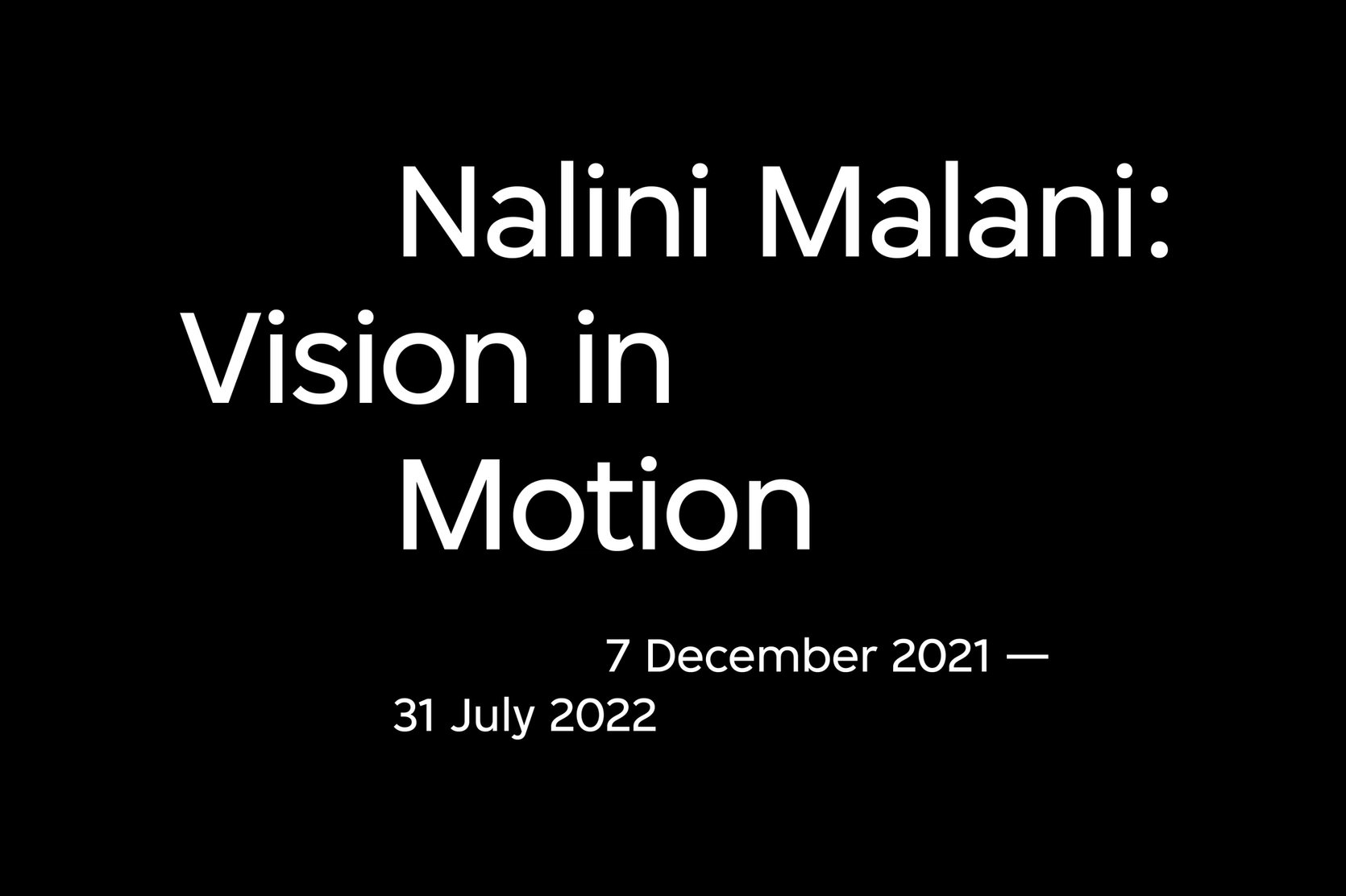 A typographical representation of the title and date formatted for the Nalini Malani exhibition brochure.