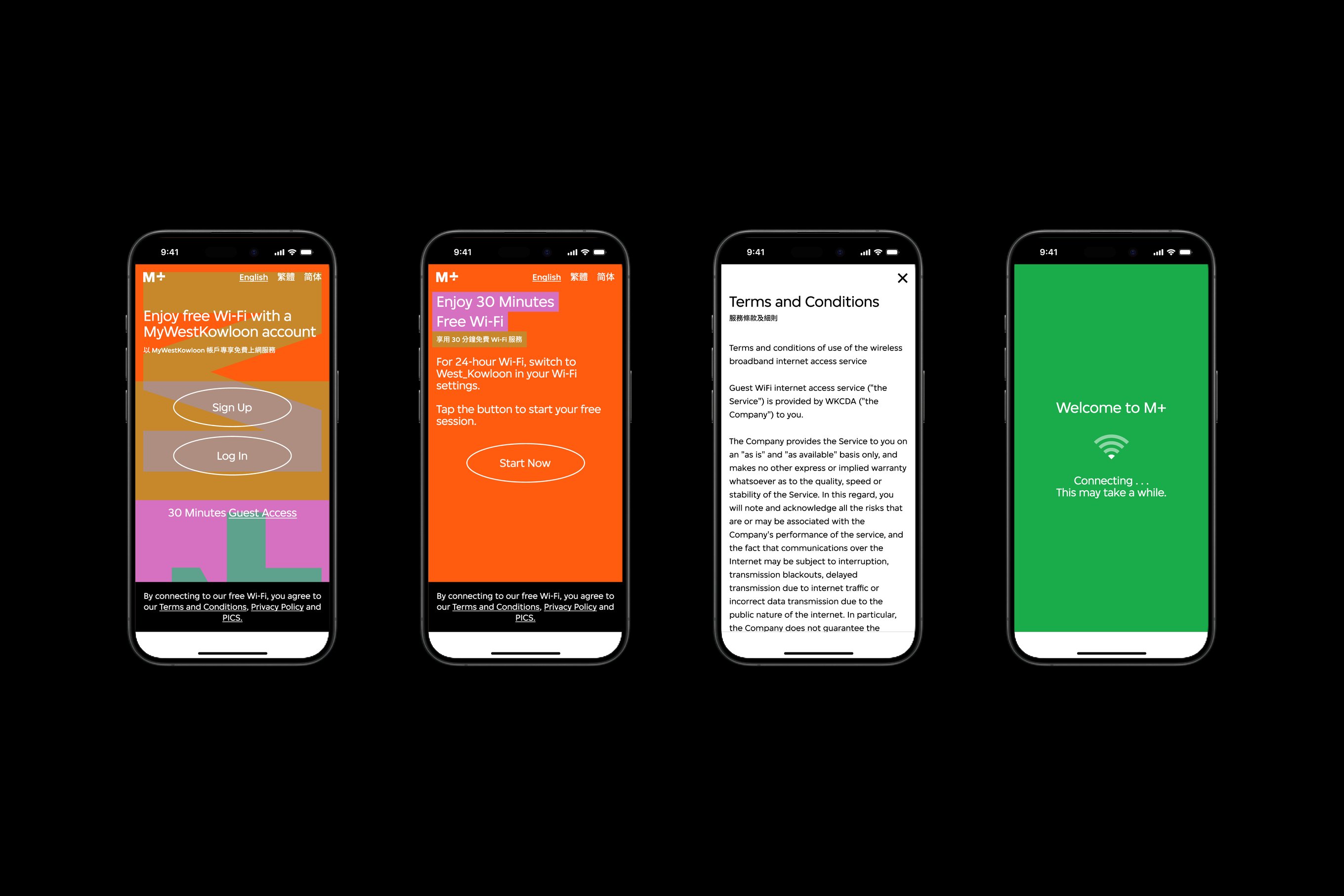 An overview of the M+ Wi-Fi interfaces in their responsive format.