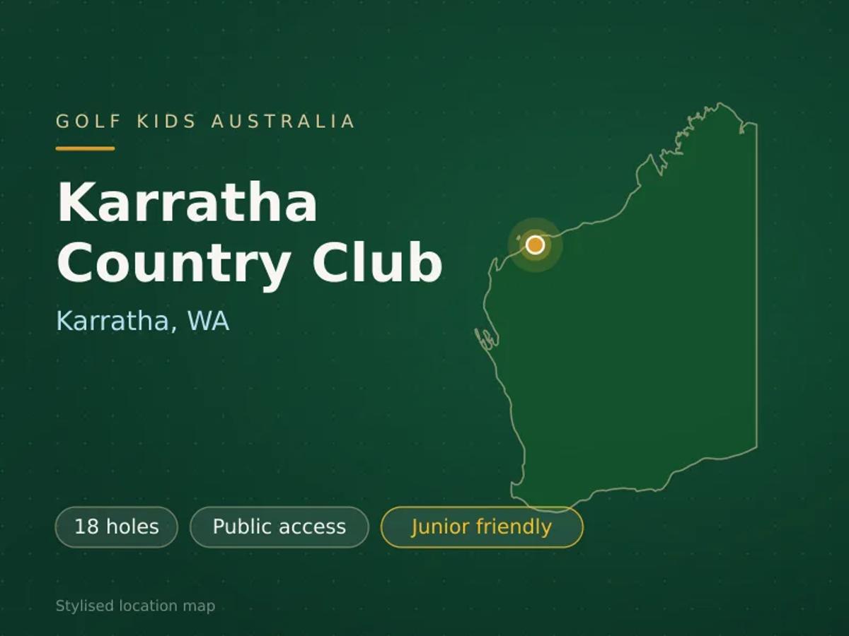 Stylised map showing the location of Karratha Country Club in Karratha, WA - not a photograph of the course