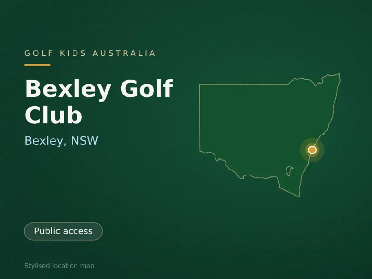 Stylised map showing the location of Bexley Golf Club in Bexley, NSW - not a photograph of the course