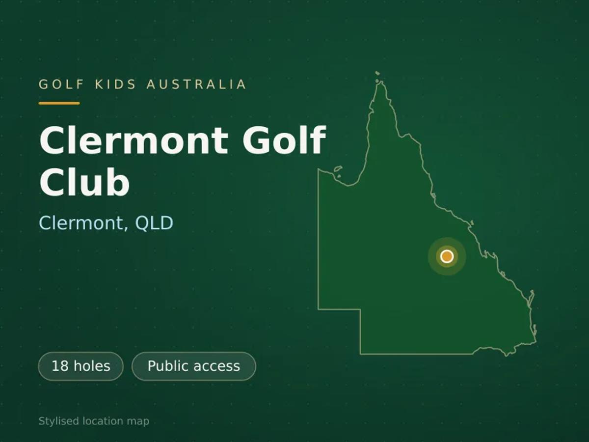 Stylised map showing the location of Clermont Golf Club in Clermont, QLD - not a photograph of the course