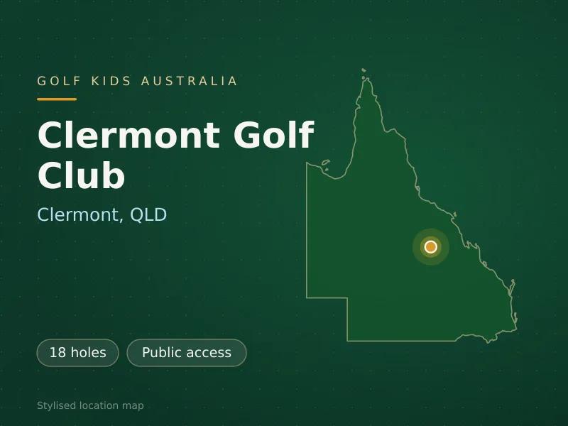 Stylised map showing the location of Clermont Golf Club in Clermont, QLD - not a photograph of the course