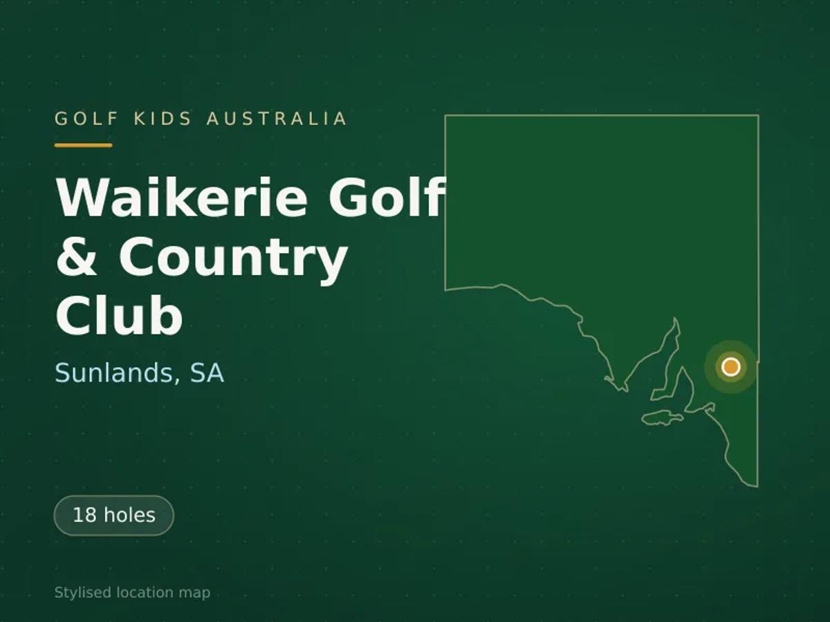 Stylised map showing the location of Waikerie Golf & Country Club in Sunlands, SA - not a photograph of the course