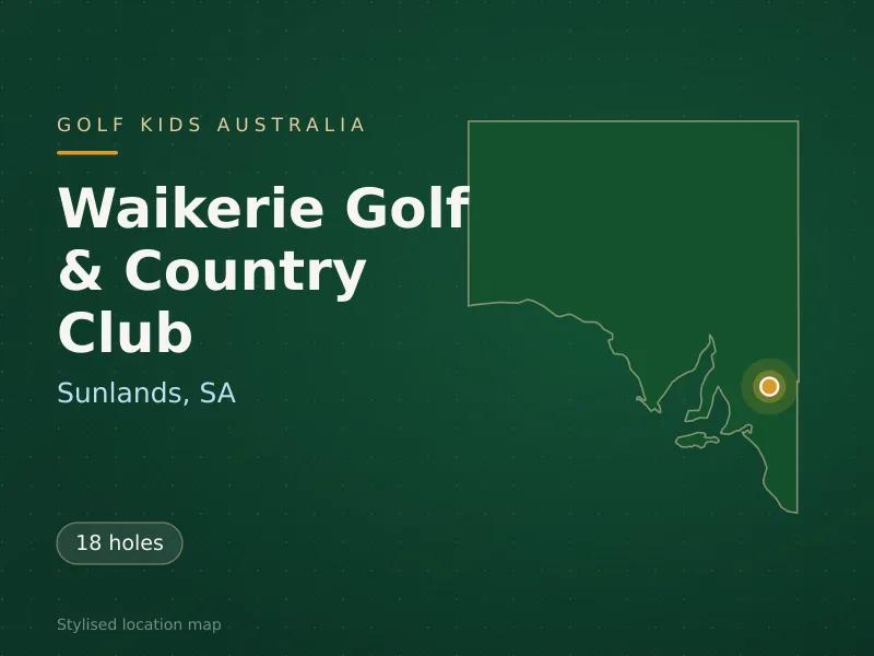 Stylised map showing the location of Waikerie Golf & Country Club in Sunlands, SA - not a photograph of the course