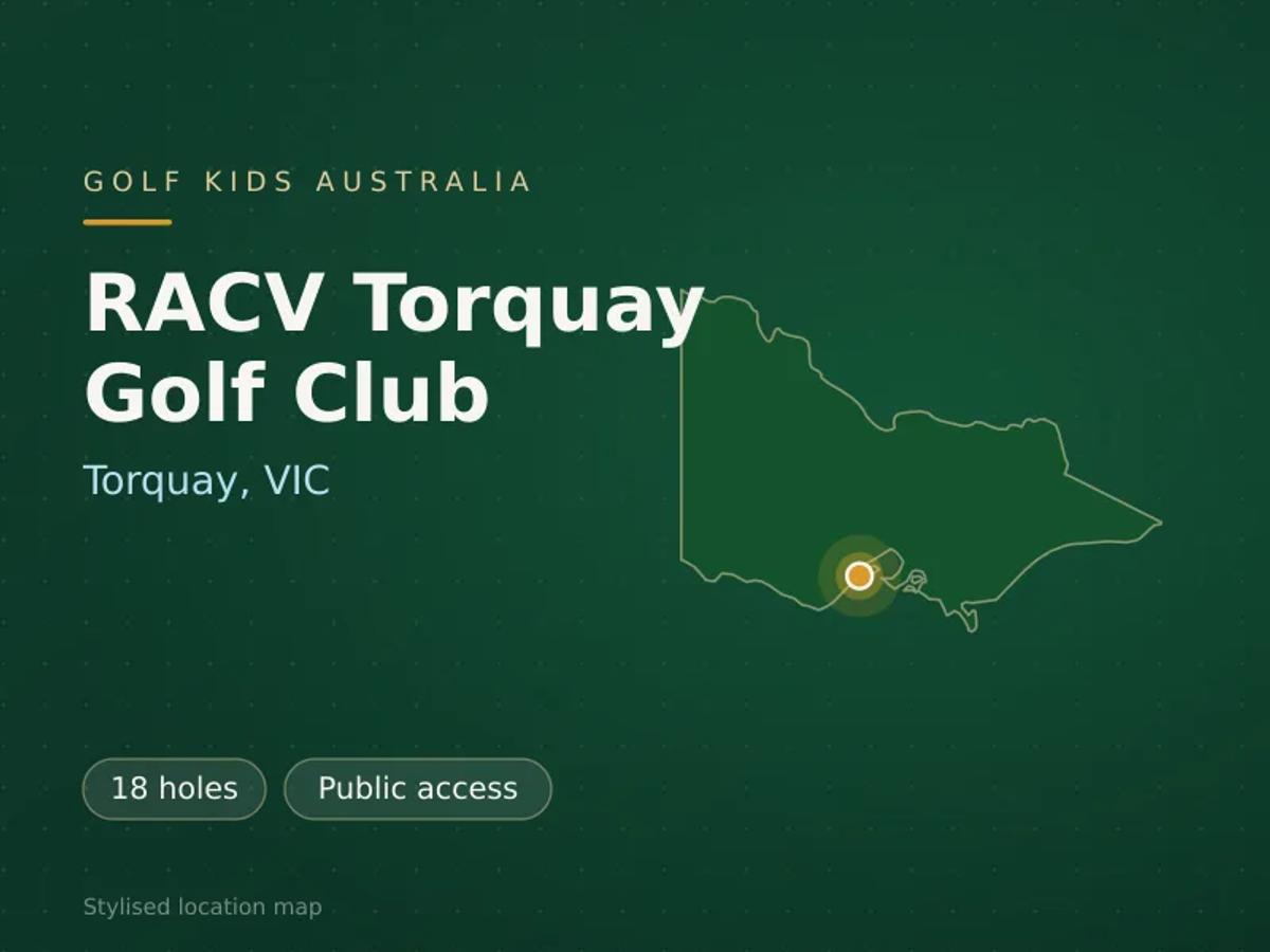 Stylised map showing the location of RACV Torquay Golf Club in Torquay, VIC - not a photograph of the course