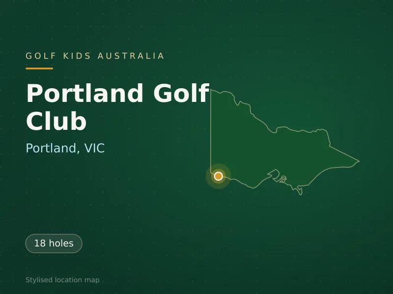 Stylised map showing the location of Portland Golf Club in Portland, VIC - not a photograph of the course