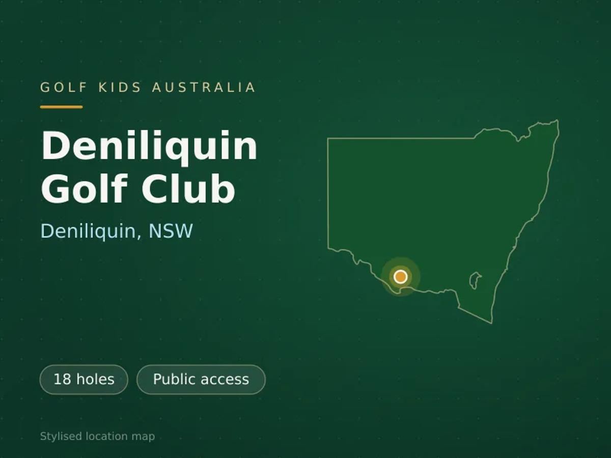Stylised map showing the location of Deniliquin Golf Club in Deniliquin, NSW - not a photograph of the course