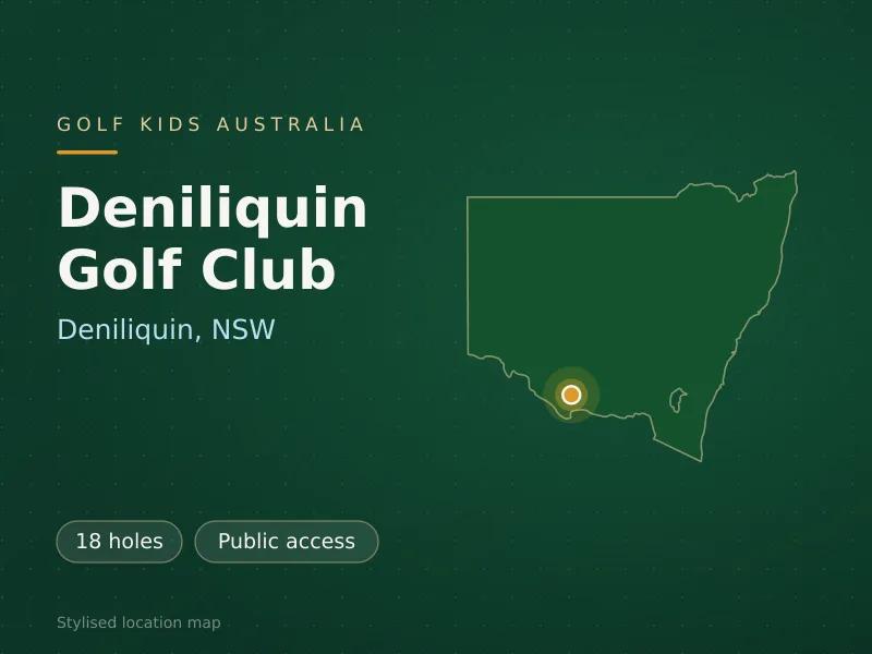 Stylised map showing the location of Deniliquin Golf Club in Deniliquin, NSW - not a photograph of the course