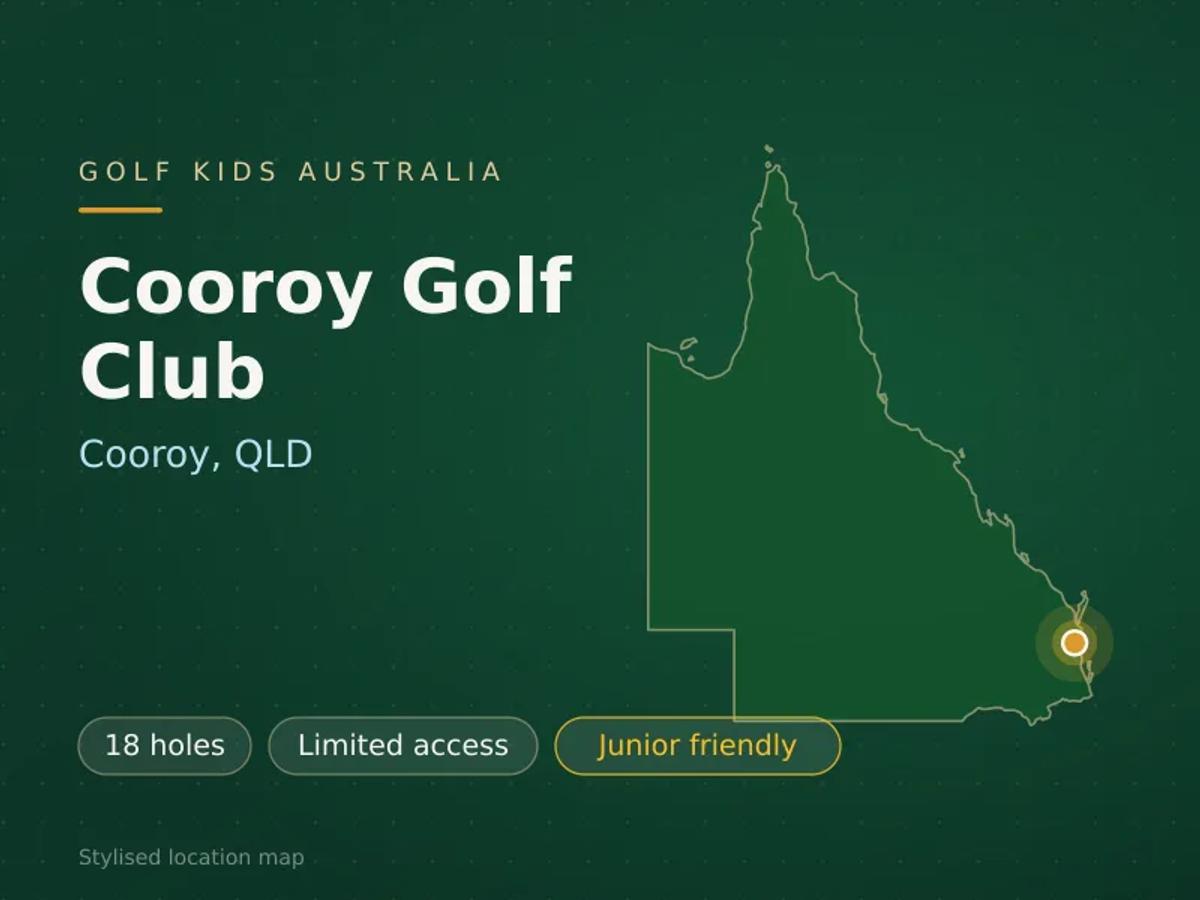 Stylised map showing the location of Cooroy Golf Club in Cooroy, QLD - not a photograph of the course