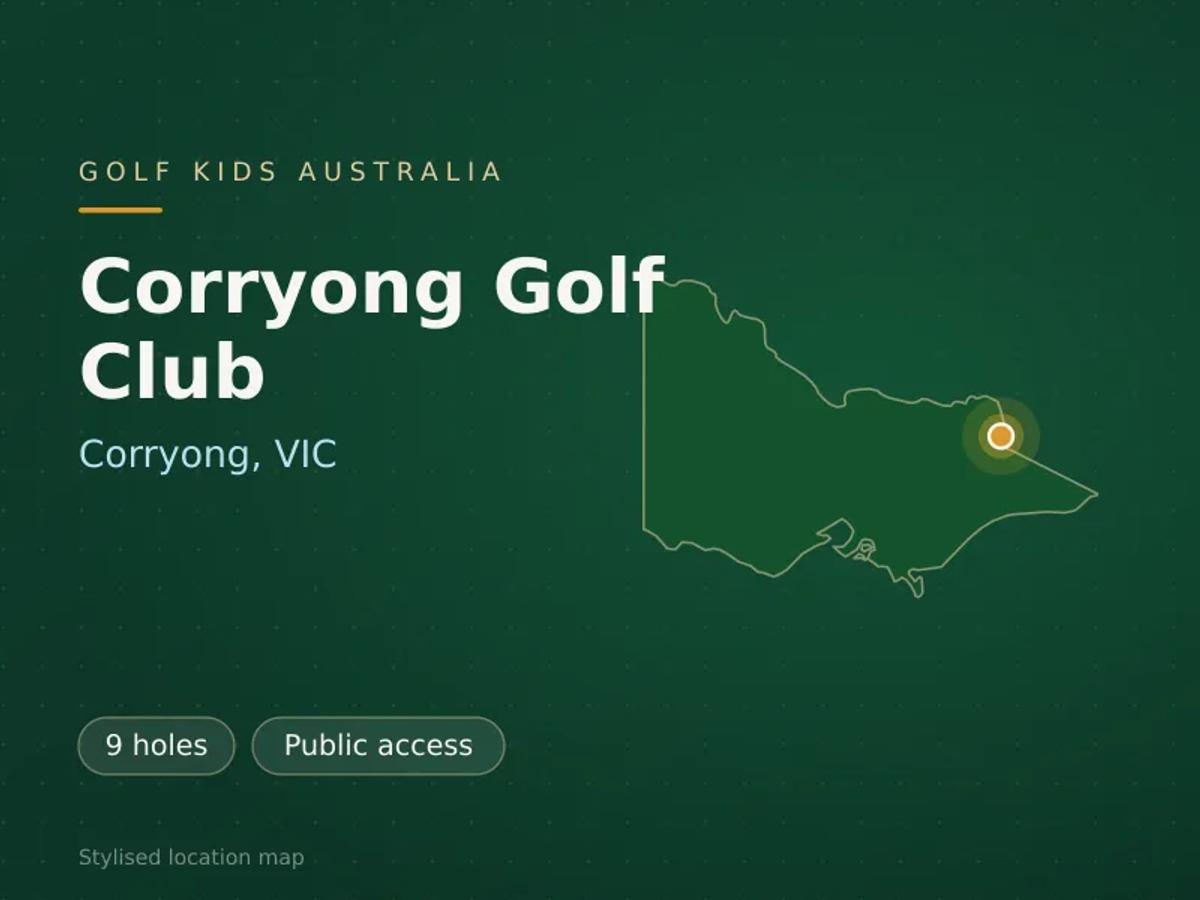 Stylised map showing the location of Corryong Golf Club in Corryong, VIC - not a photograph of the course
