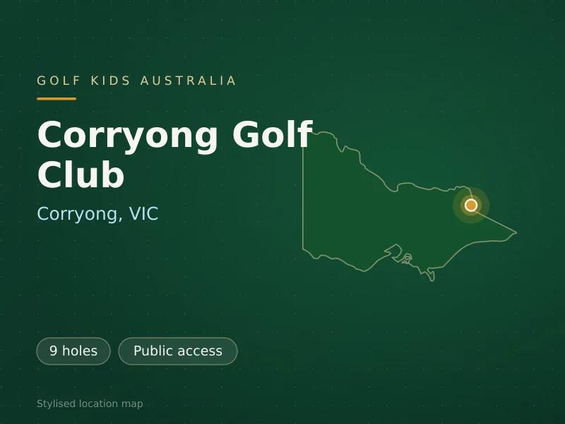 Stylised map showing the location of Corryong Golf Club in Corryong, VIC - not a photograph of the course