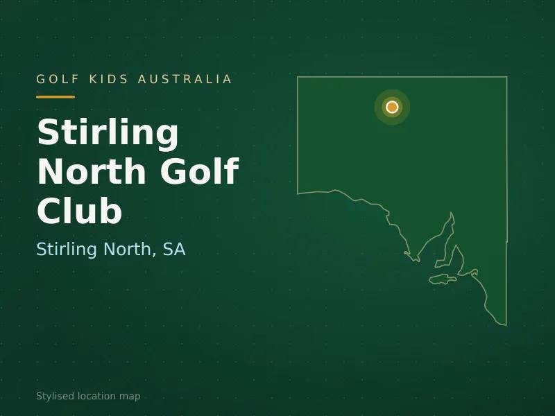 Stylised map showing the location of Stirling North Golf Club in Stirling North, SA - not a photograph of the course