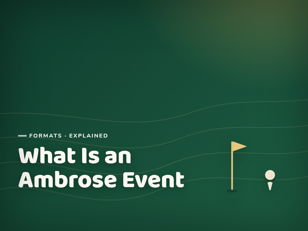 Branded cover illustration for the article "What Is an Ambrose Event? The Australian Team Format Explained"