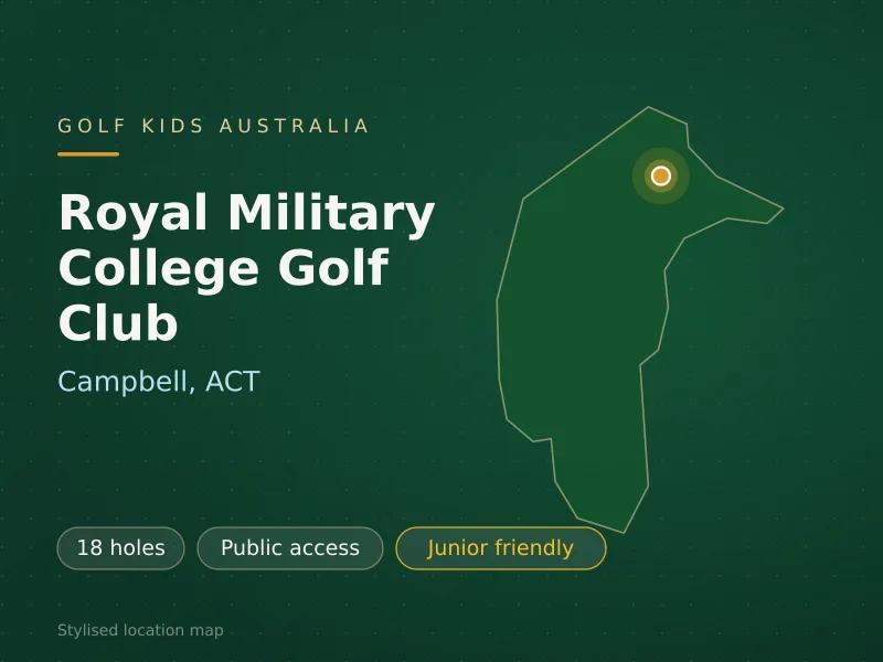 Stylised map showing the location of Royal Military College Golf Club in Campbell, ACT - not a photograph of the course