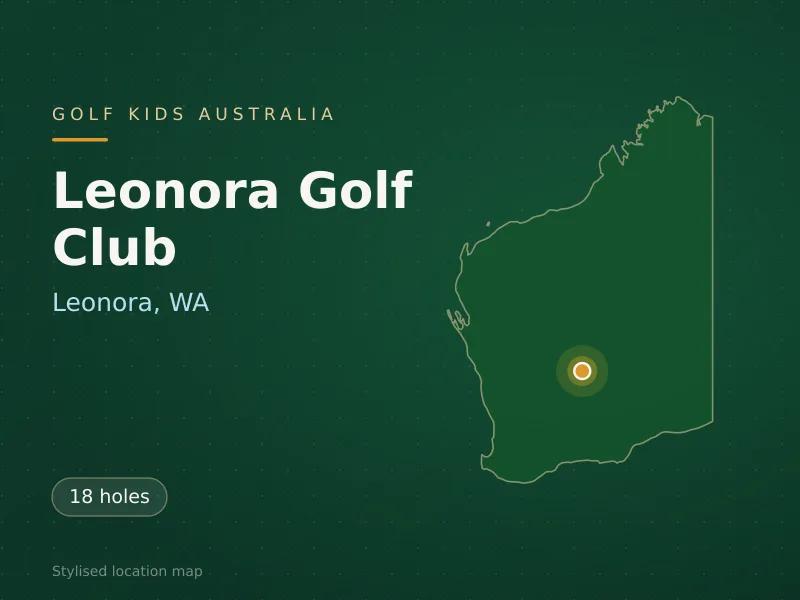 Stylised map showing the location of Leonora Golf Club in Leonora, WA - not a photograph of the course