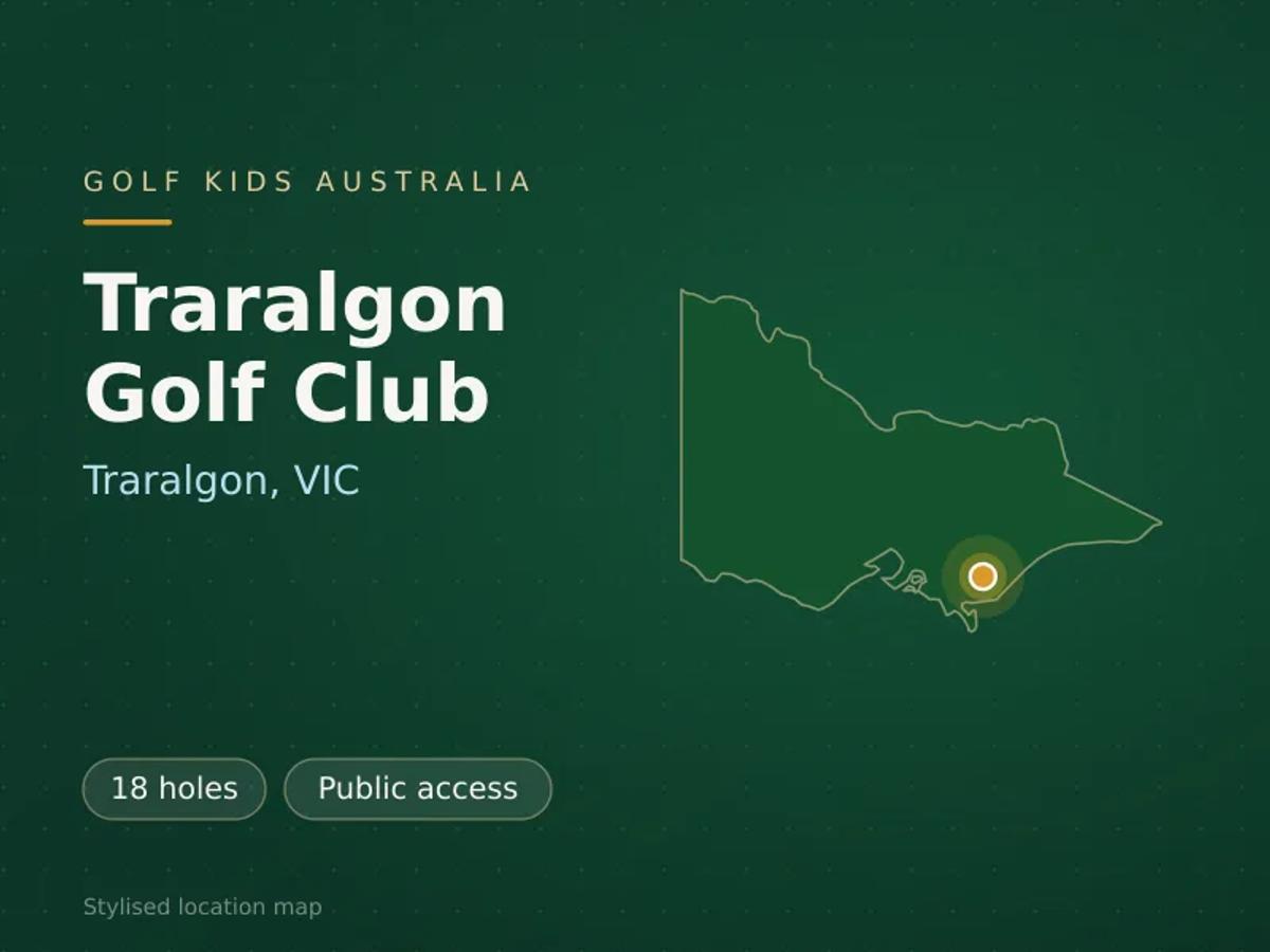Stylised map showing the location of Traralgon Golf Club in Traralgon, VIC - not a photograph of the course