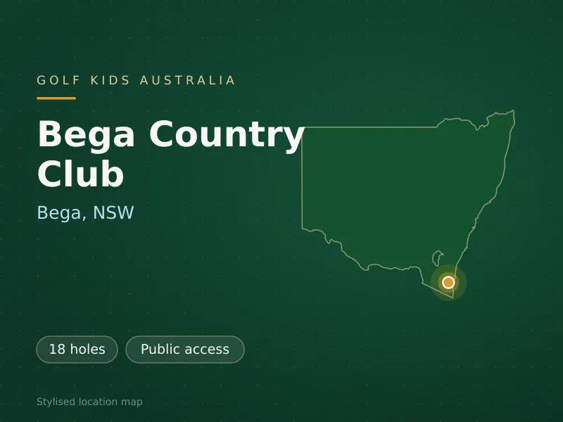 Stylised map showing the location of Bega Country Club in Bega, NSW - not a photograph of the course